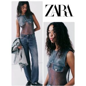 Zara denim sexy top